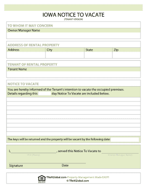 Iowa Notice to Vacate