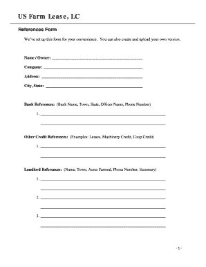 US Farm Lease Reference Form