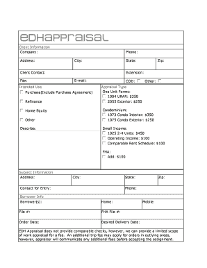 Real Estate Appraisal Order Form
