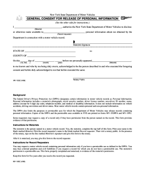 New York DMV General Consent for Release of Personal Information