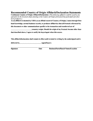 Country of Origin Affidavit