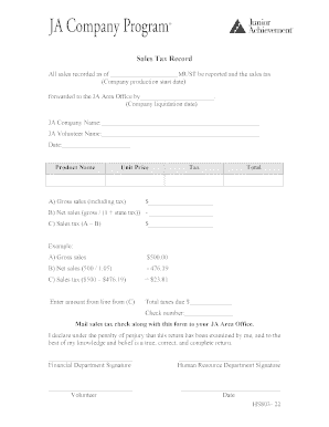 Sales Tax Record Form