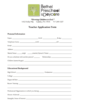 Teacher application form
