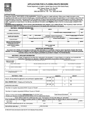 Florida Death Record Application