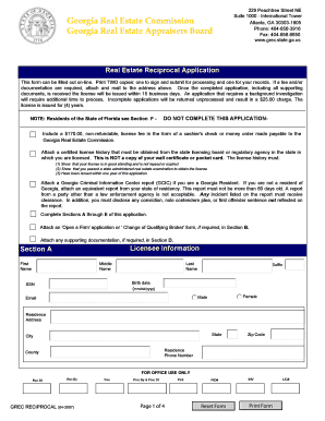 Georgia Real Estate Reciprocal Application