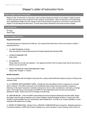 Shipper’s Letter of Instruction Form
