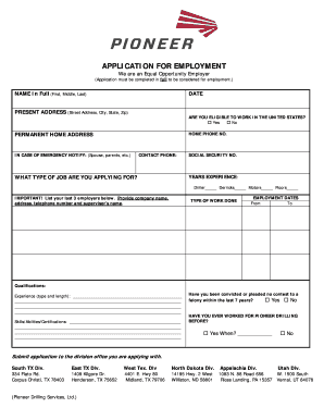 Employment Application Form