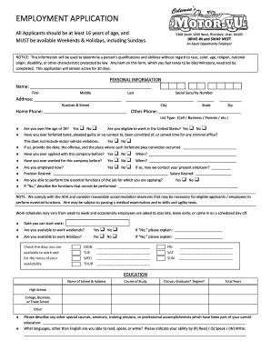 Employment Application Form