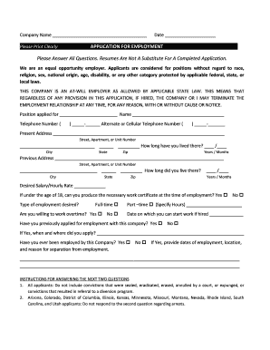 Employment Application Form