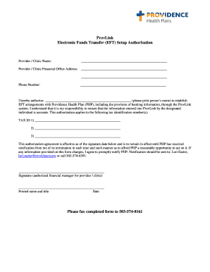 Electronic Funds Transfer Authorization Form