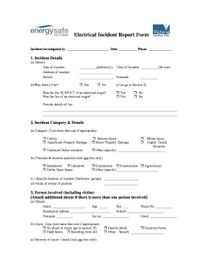 Electrical Incident Report Form