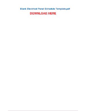 Blank Electrical Panel Schedule Template