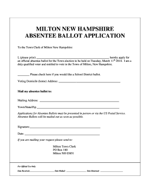 New Hampshire Absentee Ballot Application