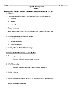 Chapter 8 Reading Guide Memory