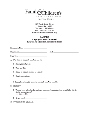 Employee Fitness for Work Assessment Form