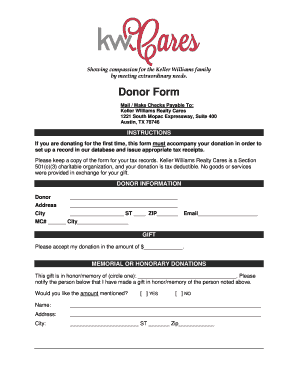 Keller Williams Donor Form