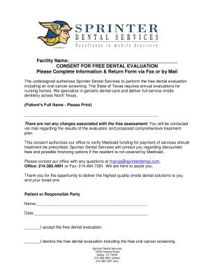 Consent for Free Dental Evaluation
