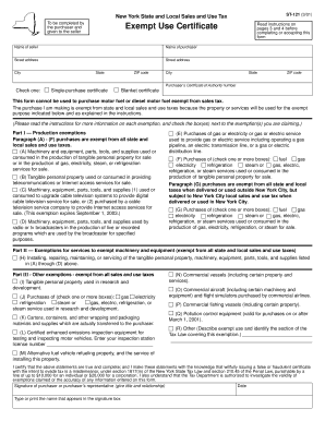 New York State and Local Sales and Use Tax ST-121