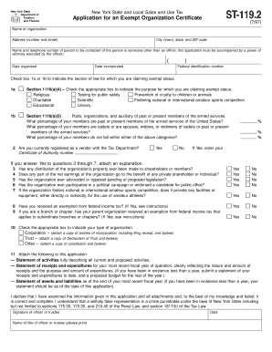 New York State Exempt Organization Certificate