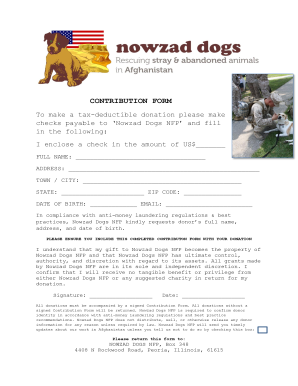 Nowzad Dogs NFP Contribution Form