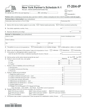 New York Partner’s Schedule K-1 IT-204-IP
