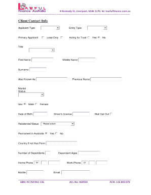 Australian Loan Application Form
