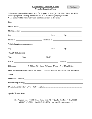 Vehicle Donation Form