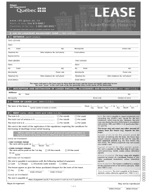 Quebec Residential Lease Agreement