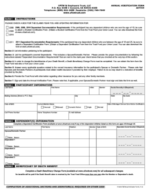 UFCW & Employers Trust Annual Verification Form