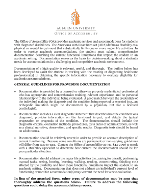 ADHD Accommodation Documentation Form