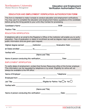 Education and Employment Verification Authorization Form