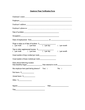 Employee Wage Verification Form