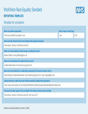 Workforce Race Equality Standard Reporting Template