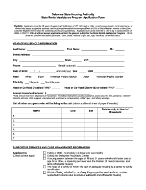 Delaware State Rental Assistance Program Application Form
