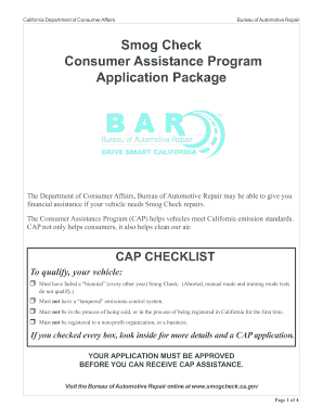California Smog Check Consumer Assistance Program Application