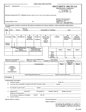 Dwelling Insurance Application
