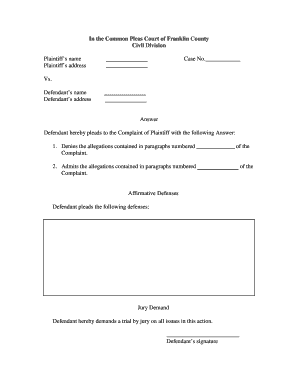 Defendant's Answer to Complaint