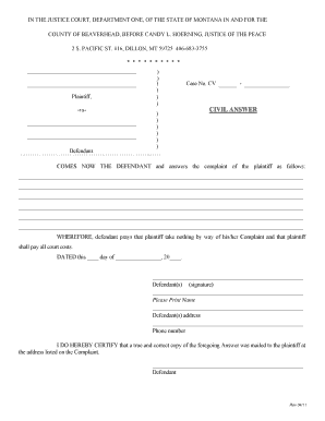 Civil Answer Form