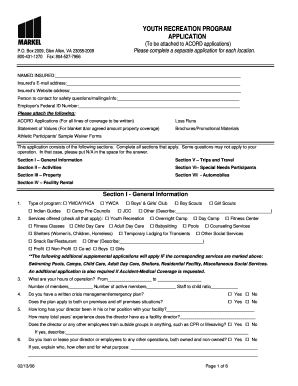 Youth Recreation Program Application