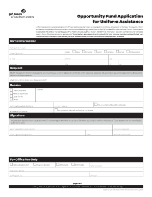 Girl Scouts Uniform Assistance Application