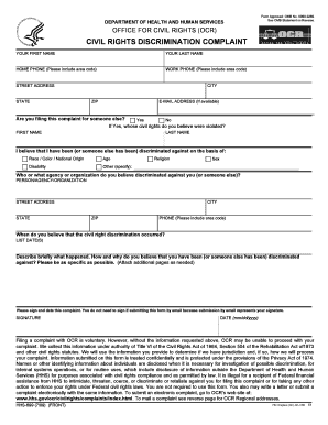 Civil Rights Discrimination Complaint Form