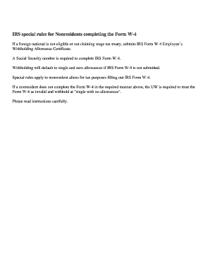 IRS Form W-4 for Nonresident Aliens