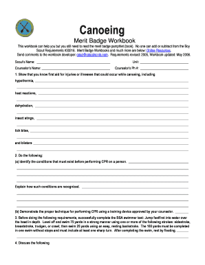 Canoeing Merit Badge Workbook