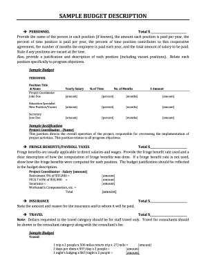 Sample Budget Form