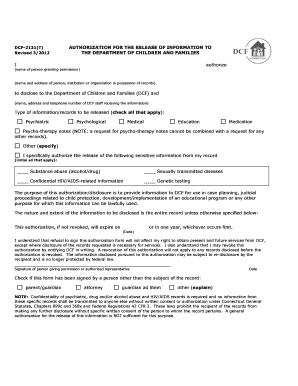 Authorization for Release of Information to DCF