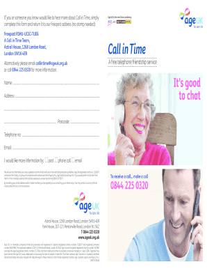 Call in Time Friendship Service Request Form