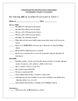 Kindergarten Promotion Standards