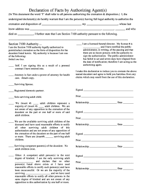 California Cremation Authorization Form