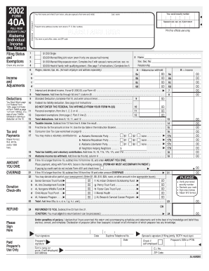 Alabama Individual Income Tax Return Form 40A