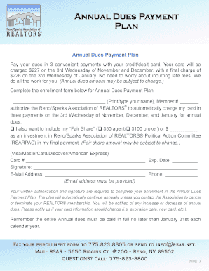 Annual Dues Payment Plan Enrollment Form